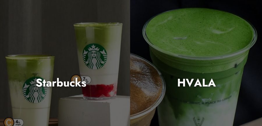 Matcha drinks from Starbucks, HVALA and Sweedy