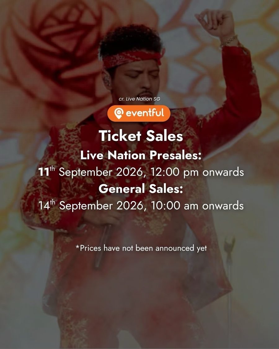 Ticket sale timings card: Live Nation presale 11 September 2026 12pm, general sale 14 September 2026 10am