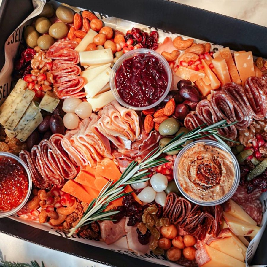 Cheeselads Meat Feast platter with charcuterie, cheese and dips
