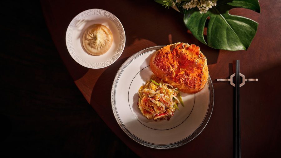 A crab dish served at Cherry Garden by Chef Fei