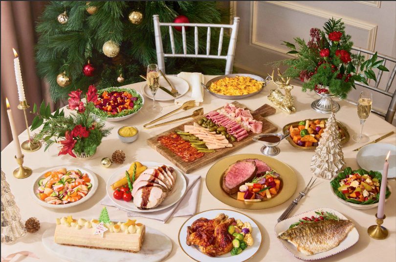 The Fullerton Festive Brunch at Home spread on a dining table