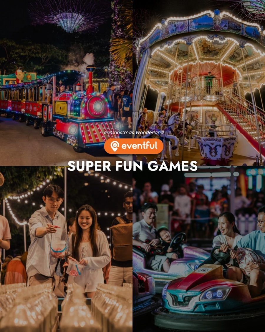 Christmas Wonderland 2025 carnival: train ride, carousel, game booths and bumper cars