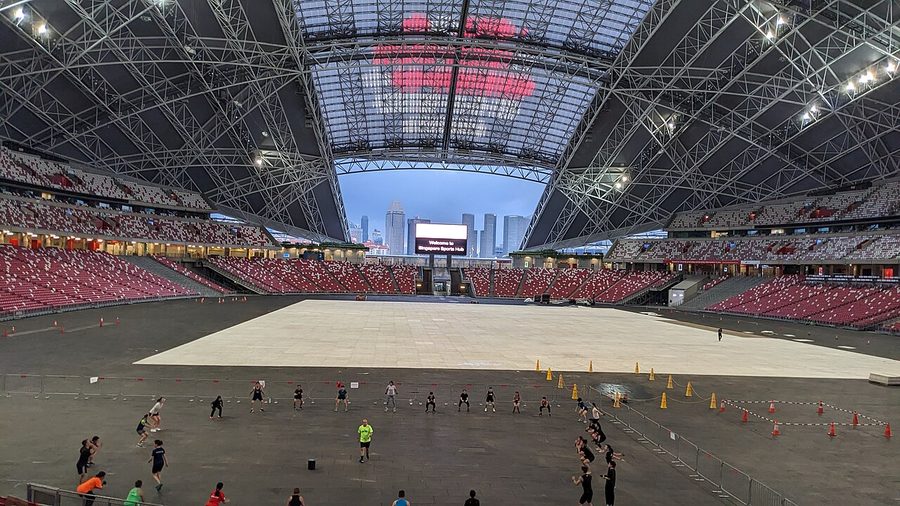 Inside the Singapore National Stadium with the roof closed