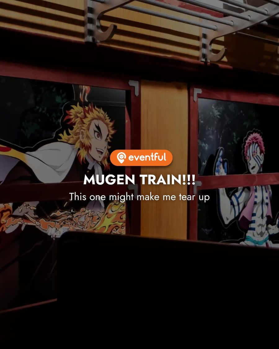 Mugen Train set from the Demon Slayer exhibition with Rengoku and Akaza artwork