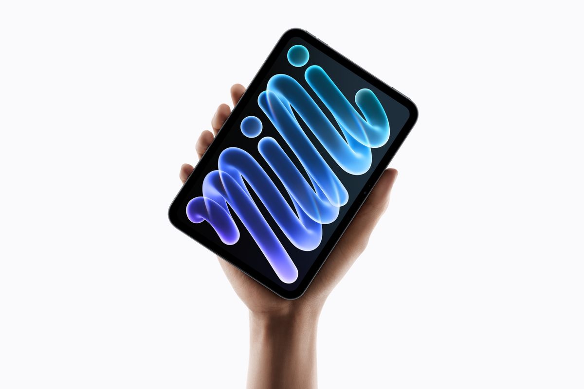 New iPad mini with OLED display held in one hand