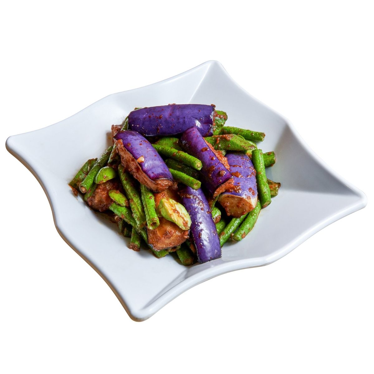 Stir-fried brinjal and long beans at Famous JB101