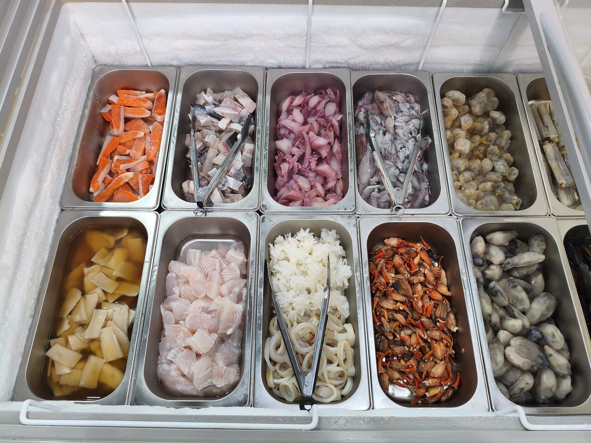 Salmon, squid and shellfish at the Family Mookata seafood counter