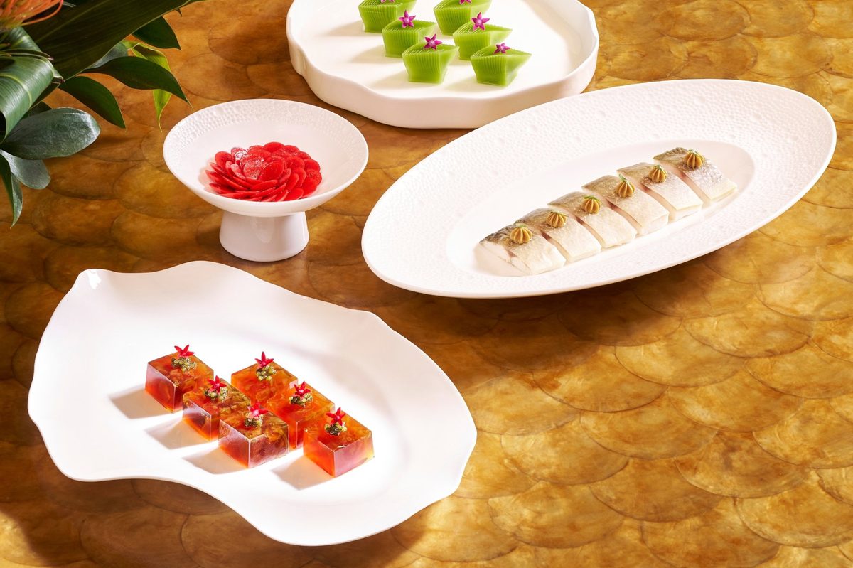 Appetiser trilogy plates at Cherry Garden by Chef Fei