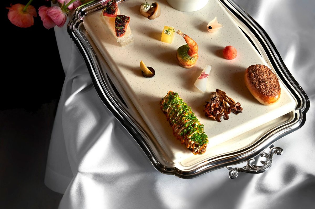 Canape tray at 1887 by Andre, a new two Michelin star restaurant in Singapore