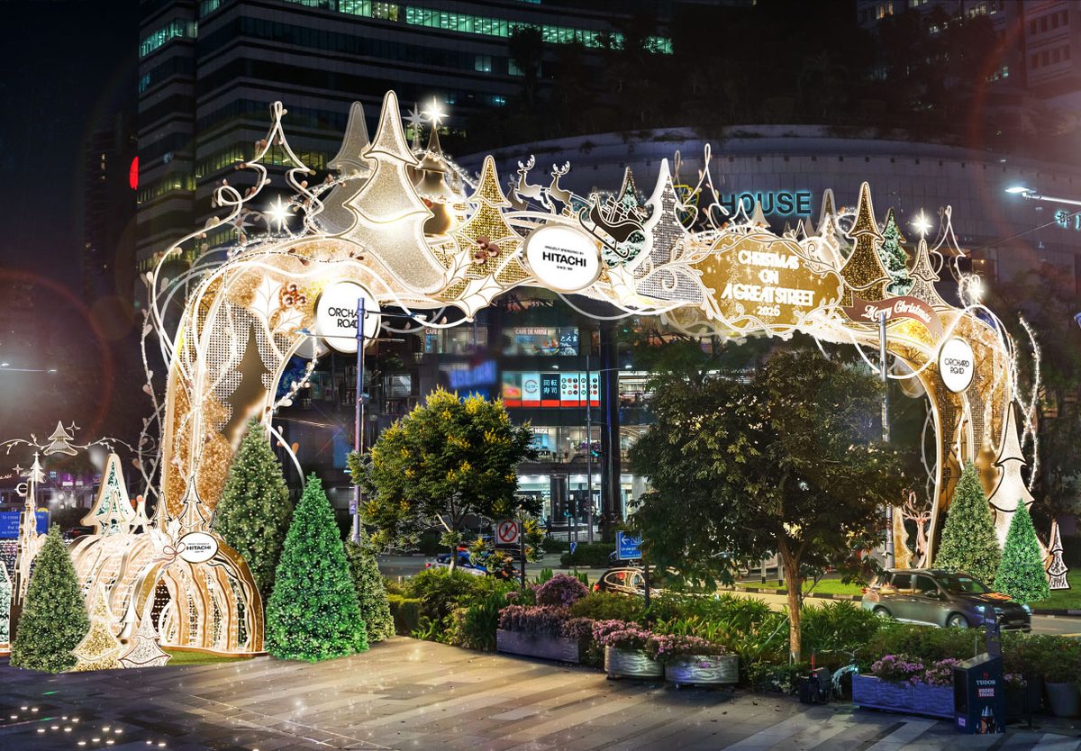 Illuminated Gateway to Golden Joy arch outside ION Orchard for Christmas on A Great Street