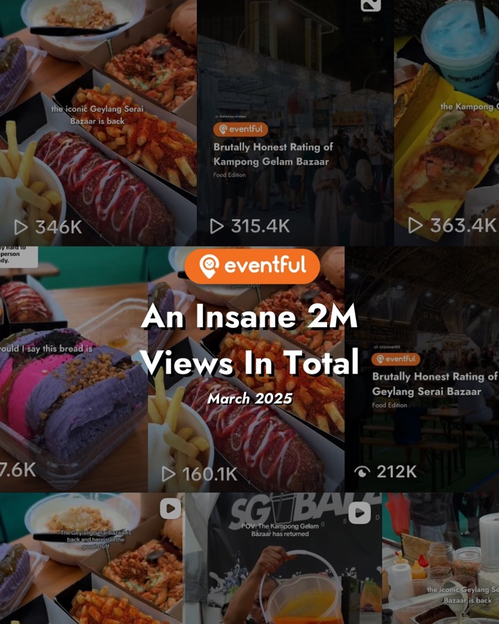 Collage of Eventful's March 2025 Ramadan bazaar food reviews with the caption An Insane 2M Views In Total