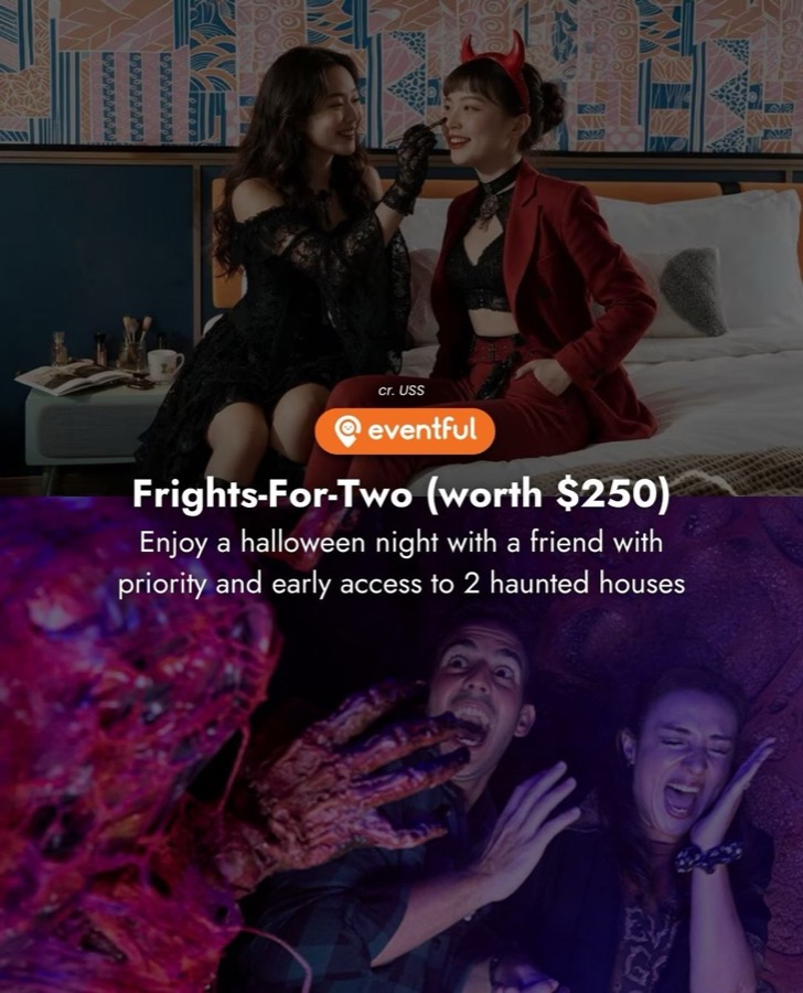 Frights for Two bundle at Halloween Horror Nights with guests screaming in a haunted house