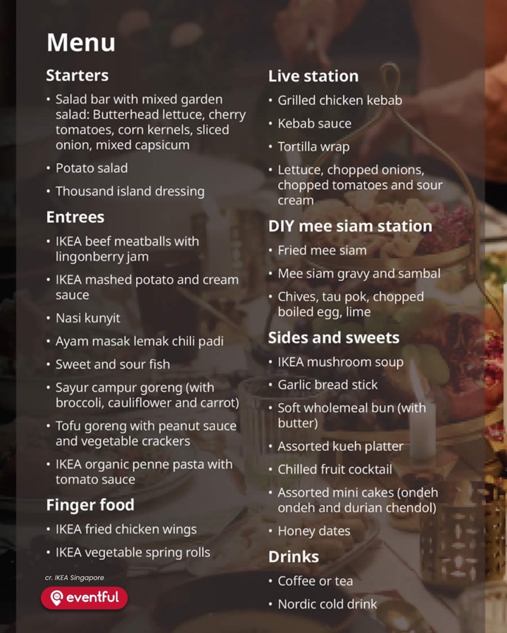 The full Buffet Istimewa menu at IKEA Tampines, Ramadan 2026