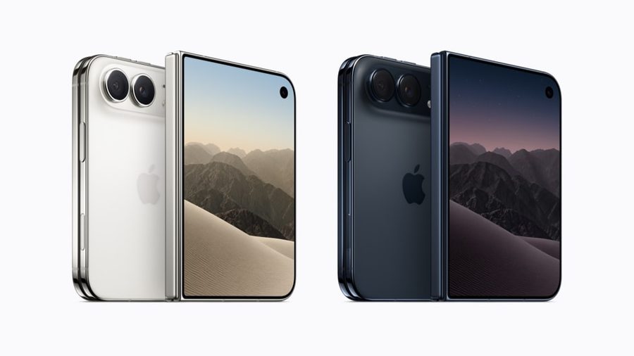 iPhone Duo in Star White and Night Sky, half open