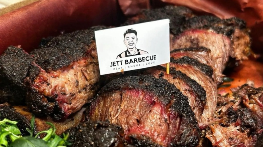 Jett Barbecue's smoked meats with their branded card, from their Sentosa GrillFest stall listing