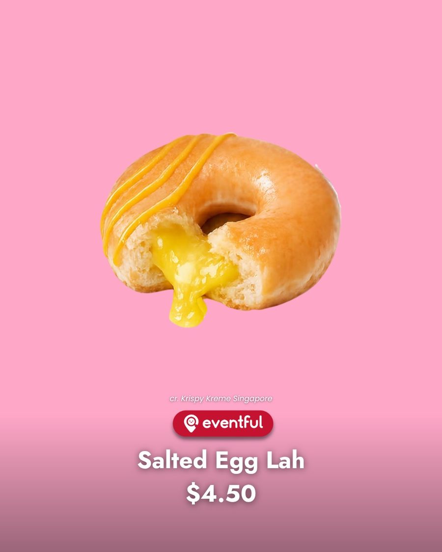 The Salted Egg Lah donut with molten salted egg filling running out of the centre