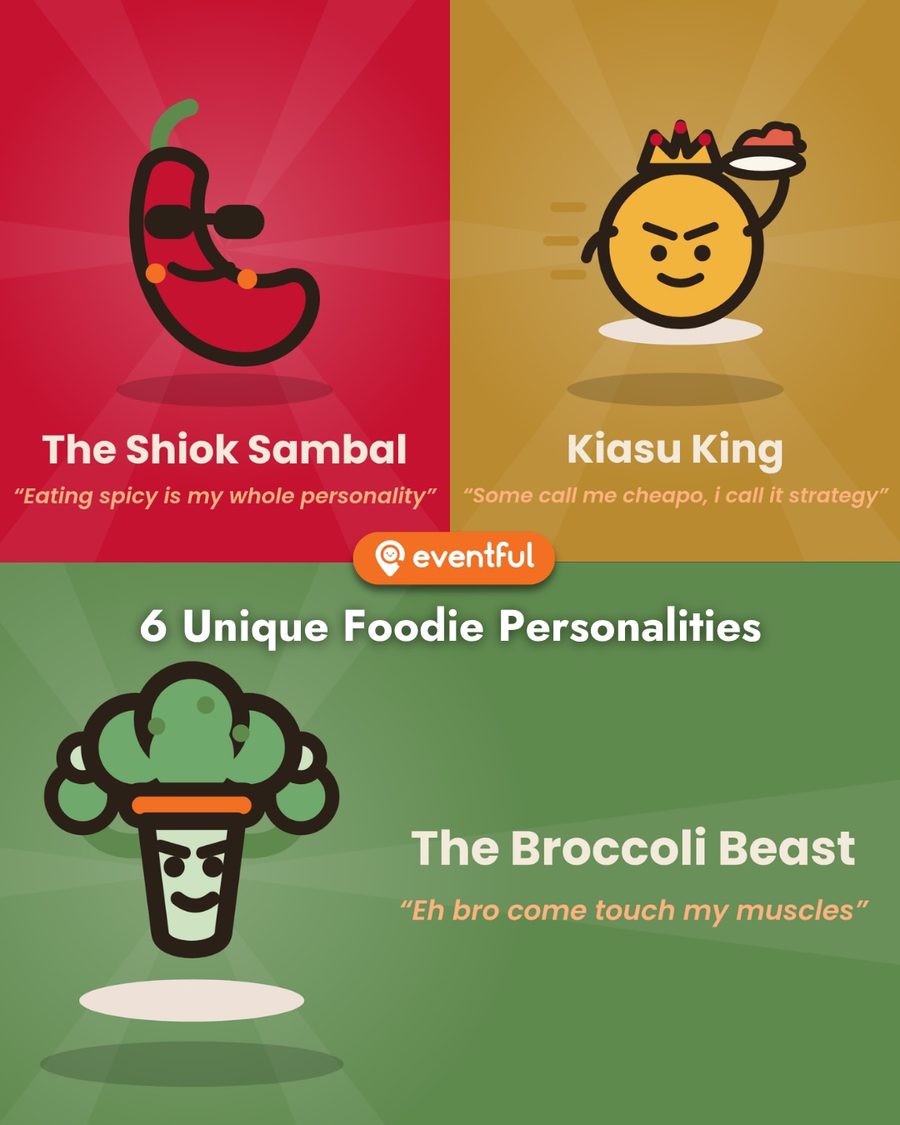 Makan Pets characters The Shiok Sambal, Kiasu King and The Broccoli Beast
