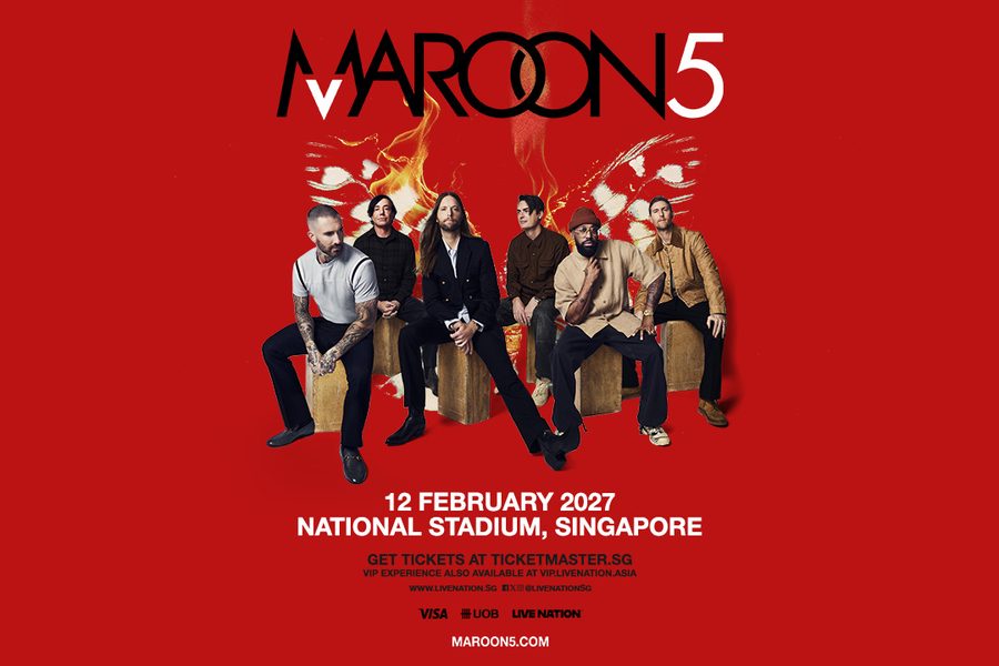 Maroon 5 Asia 2027 Singapore poster on red