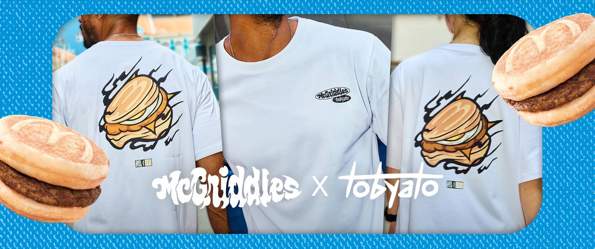 McGriddles x tobyato T-shirts with a Sausage McGriddles