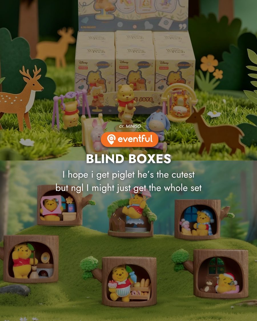 MINISO Disney Little Joys Winnie the Pooh blind boxes and tree-trunk diorama figures
