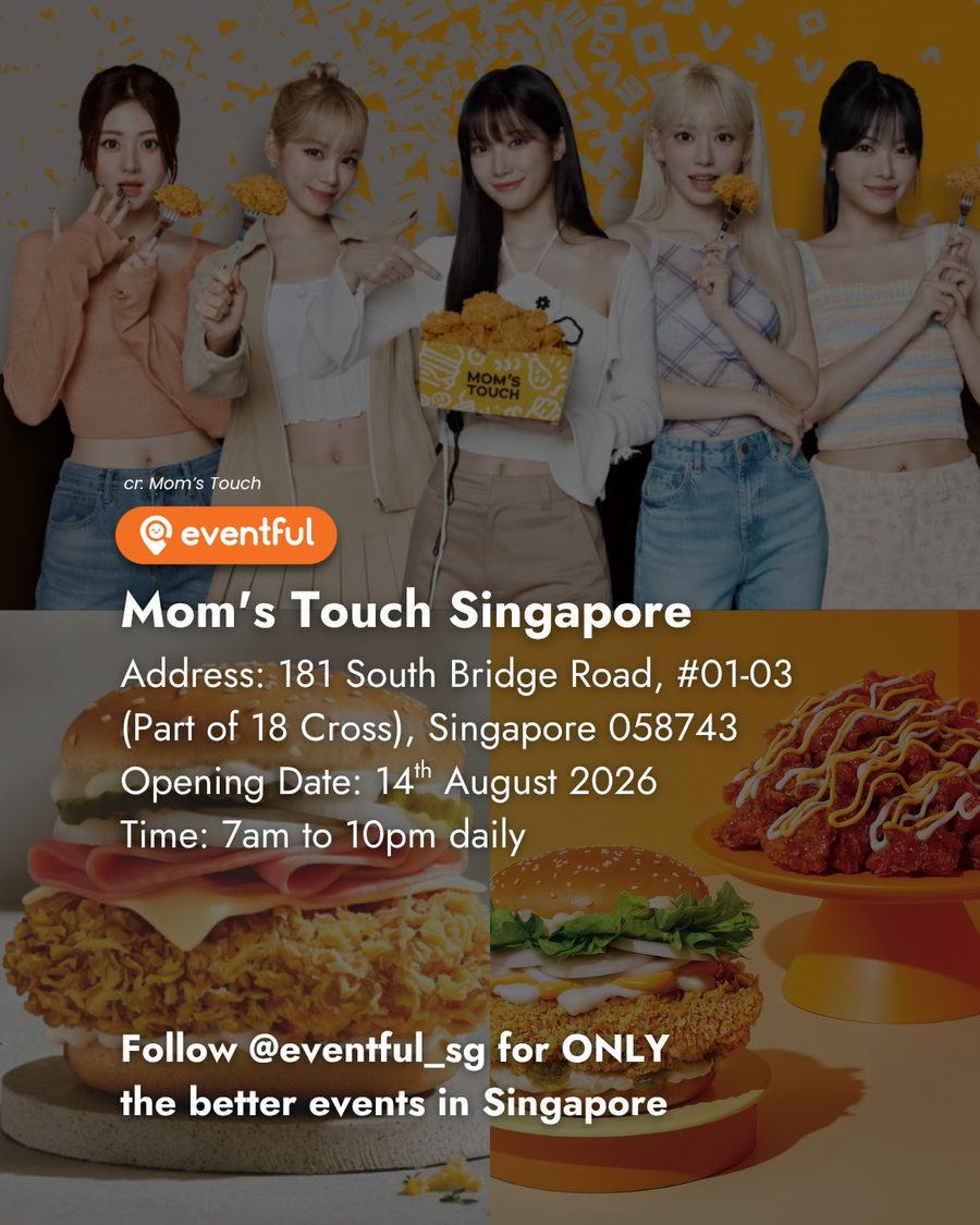 Mom's Touch Singapore details: 181 South Bridge Road #01-03, opening 14 August 2026, 7am to 10pm daily