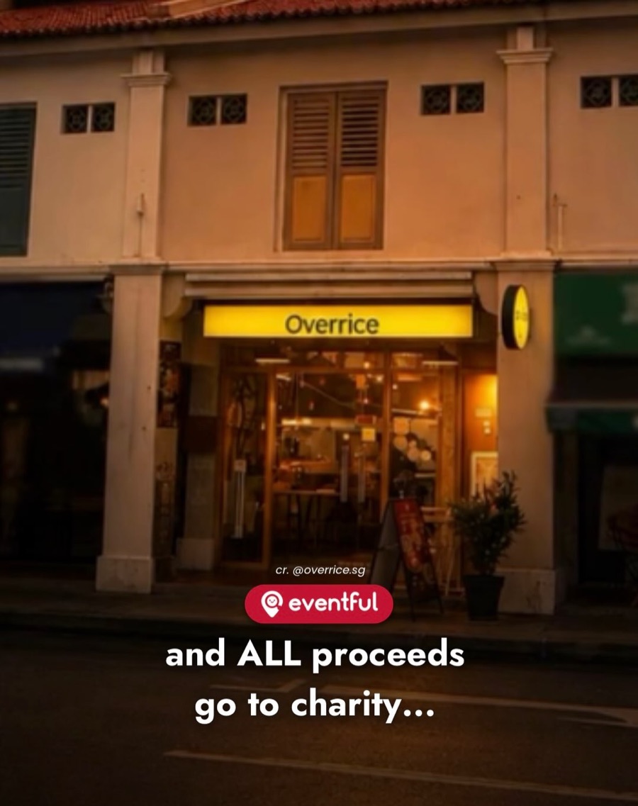 Overrice shophouse at 41 Sultan Gate at dusk, with the line and ALL proceeds go to charity