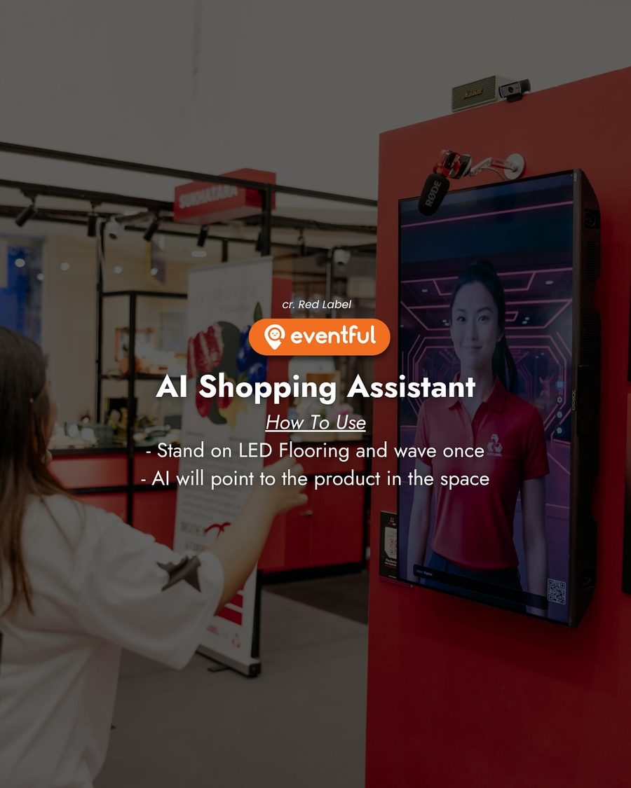 AI shopping assistant screen at Red Label in Kallang Wave Mall