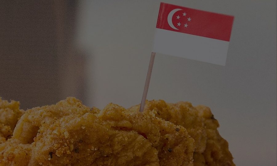 Wingstop boneless wings with a Singapore flag pick
