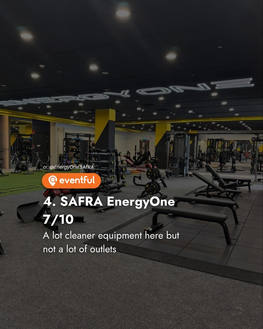 Inside a SAFRA EnergyOne gym floor with free weights and benches