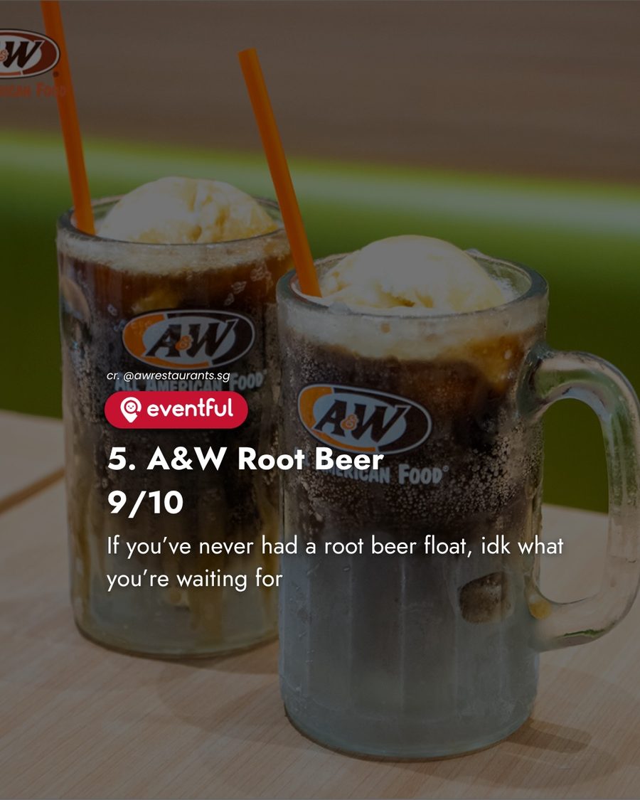 Two A&W root beer floats in frosted mugs