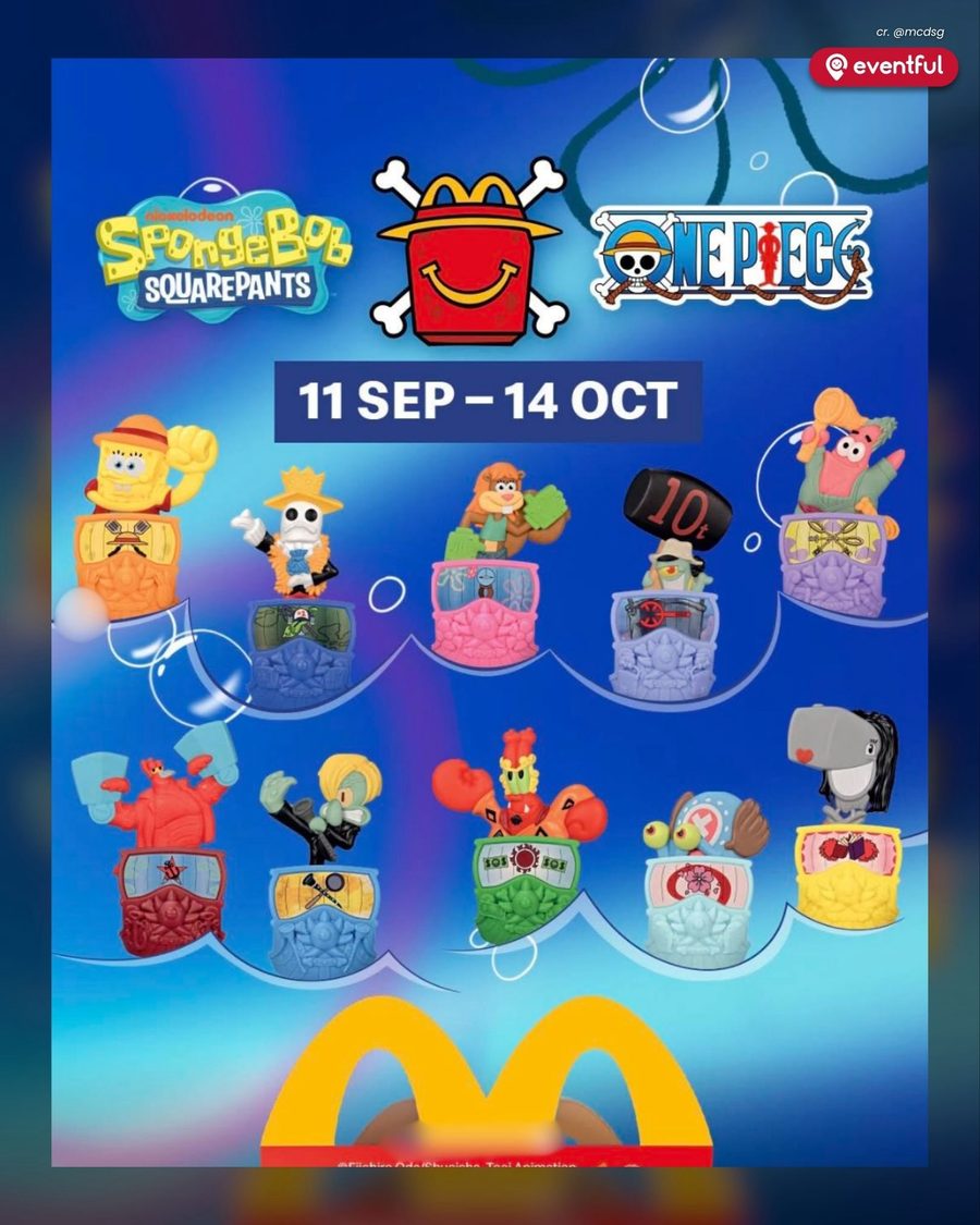 McDonald's Singapore poster of all ten SpongeBob x One Piece Happy Meal toys, 11 September to 14 October 2026