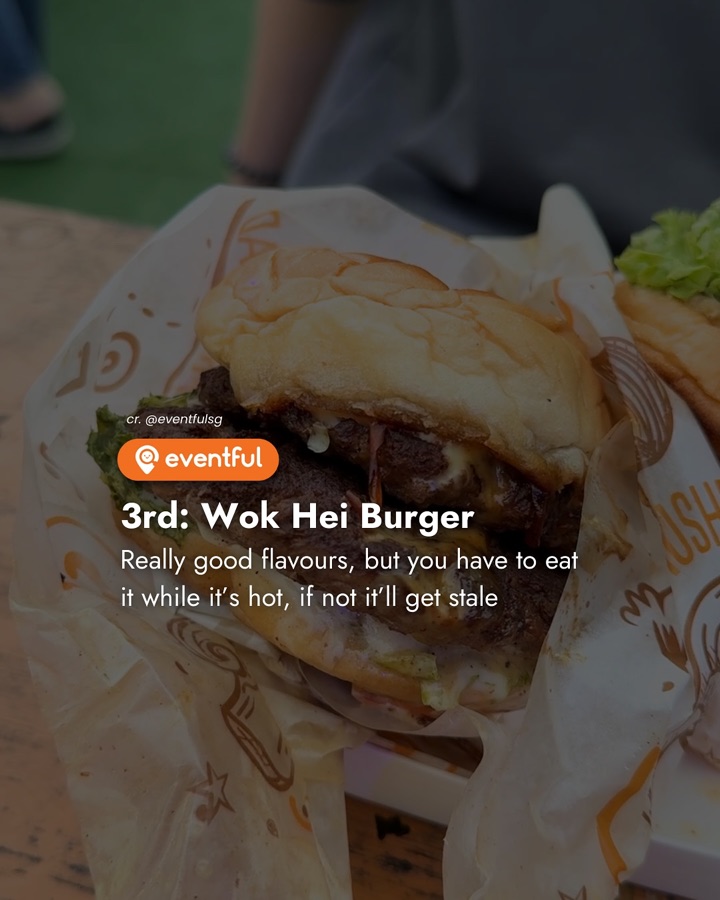 Wok Hei Burger double patty burger at the Tampines MRT Bazaar