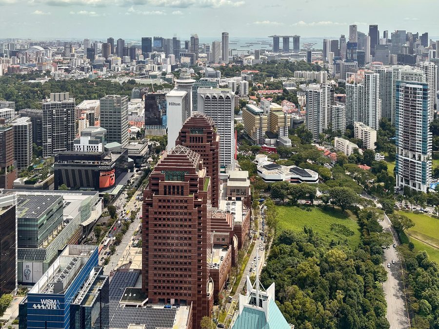 View over Orchard Road and the city from the top of ION Orchard