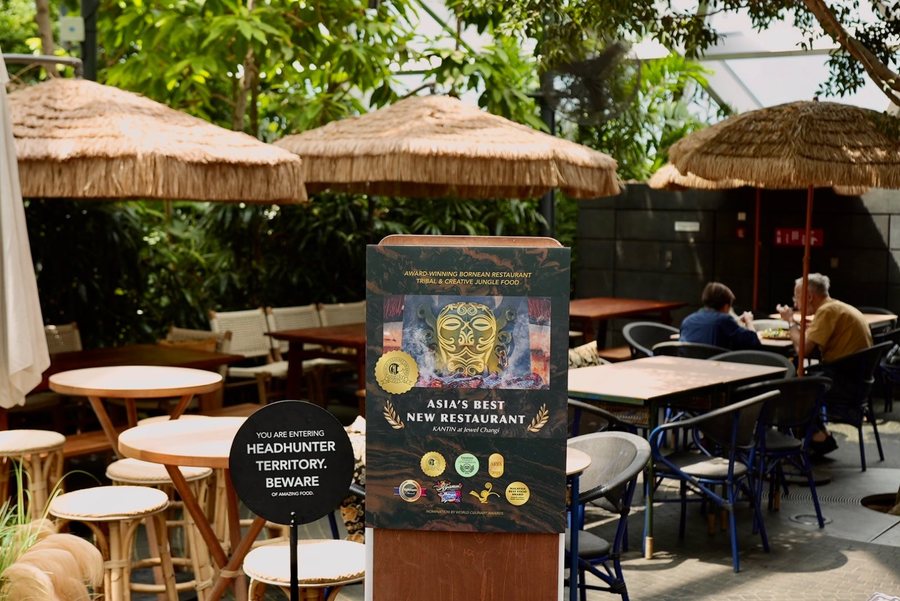 Tables on the terrace at KANTIN, Jewel Changi Airport