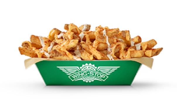 Wingstop's Louisiana Voodoo Fries: seasoned fries with cheese sauce and ranch in a Wingstop tray