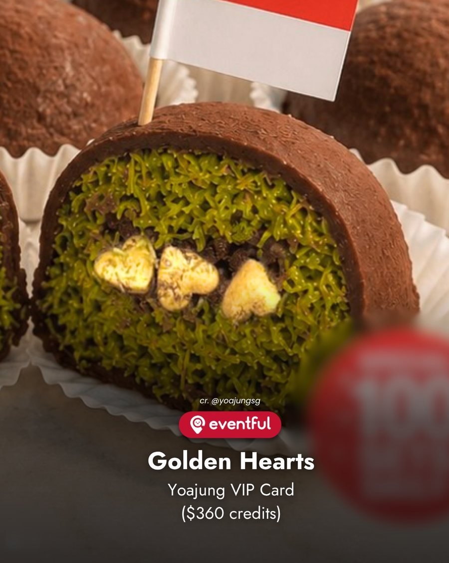 Cross section of a Yoajung Dubai Chewy Cookie with the Golden Hearts prize inside